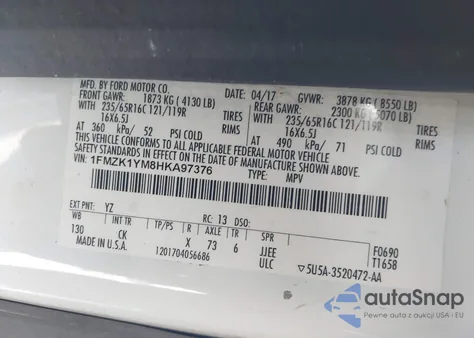 2017 Ford Transit-150 Xlt from USA, damaged, VIN 1FMZK1YM8HKA97376